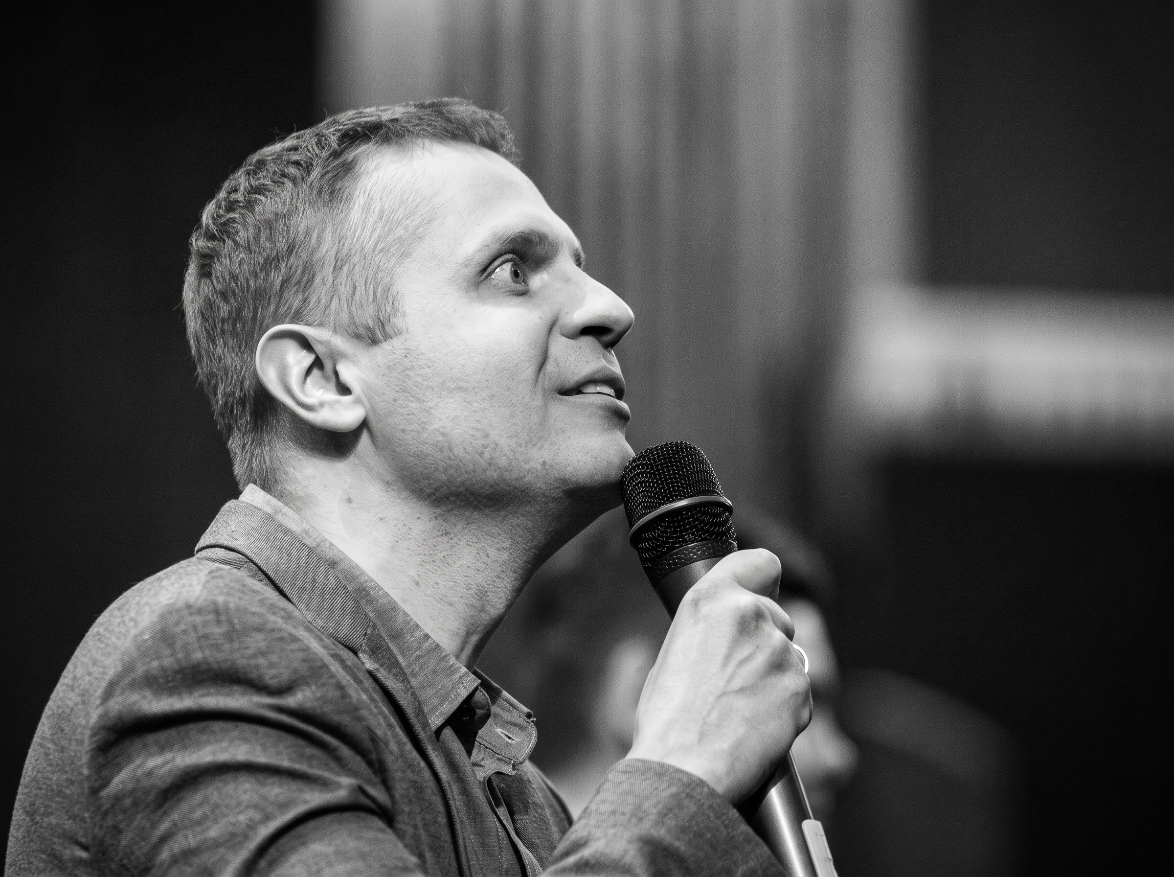 Volodymyr with microphone